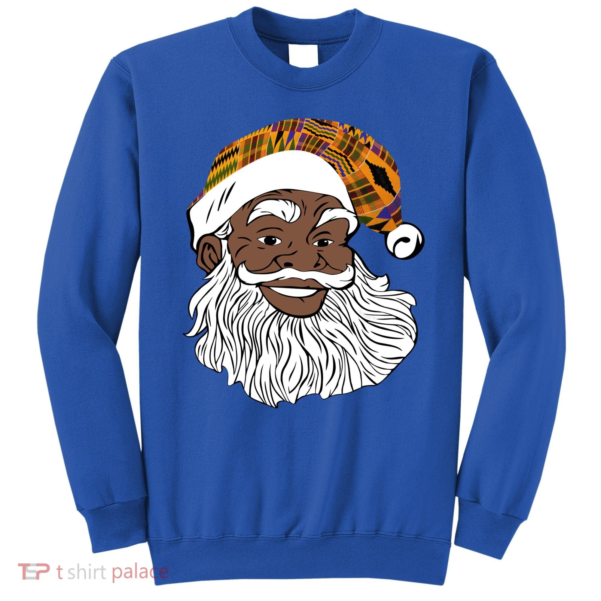 Black Jolly Santa African American Santa Kente Gift Sweatshirt