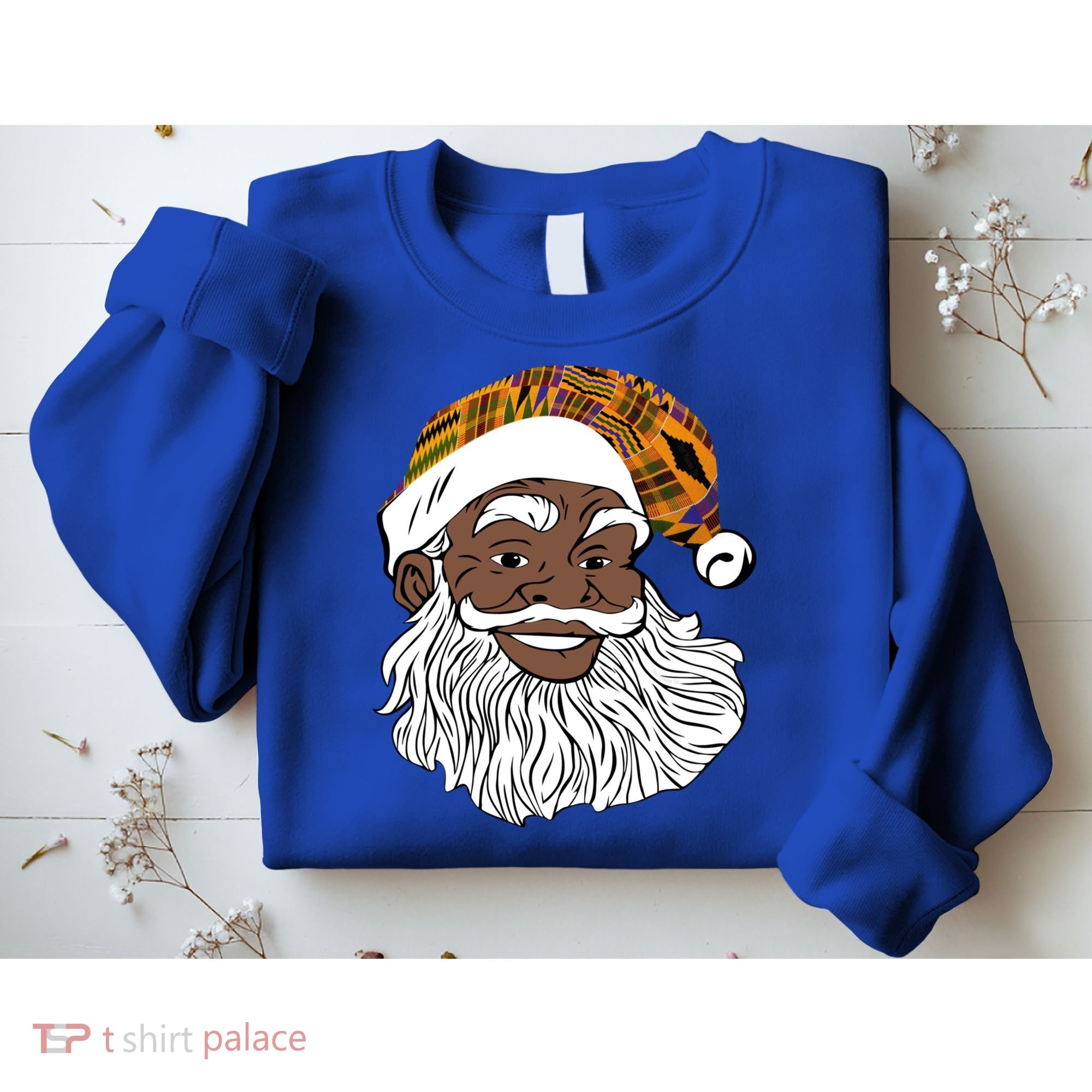 Black Jolly Santa African American Santa Kente Gift Sweatshirt