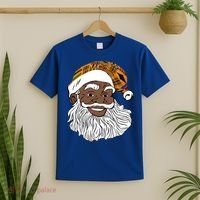 Black Jolly Santa African American Santa Kente Gift T-Shirt thumb 2