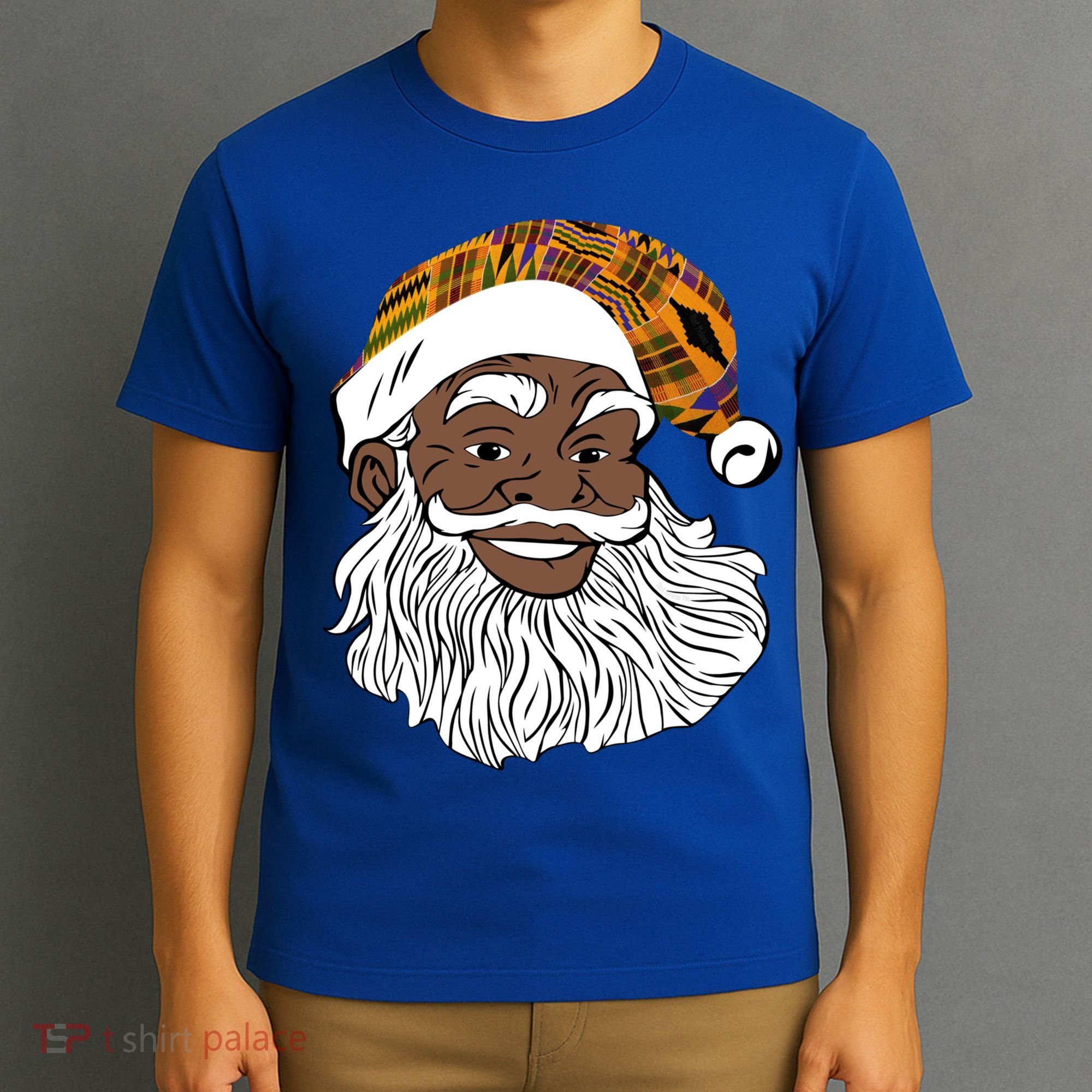 Black Jolly Santa African American Santa Kente Gift T-Shirt