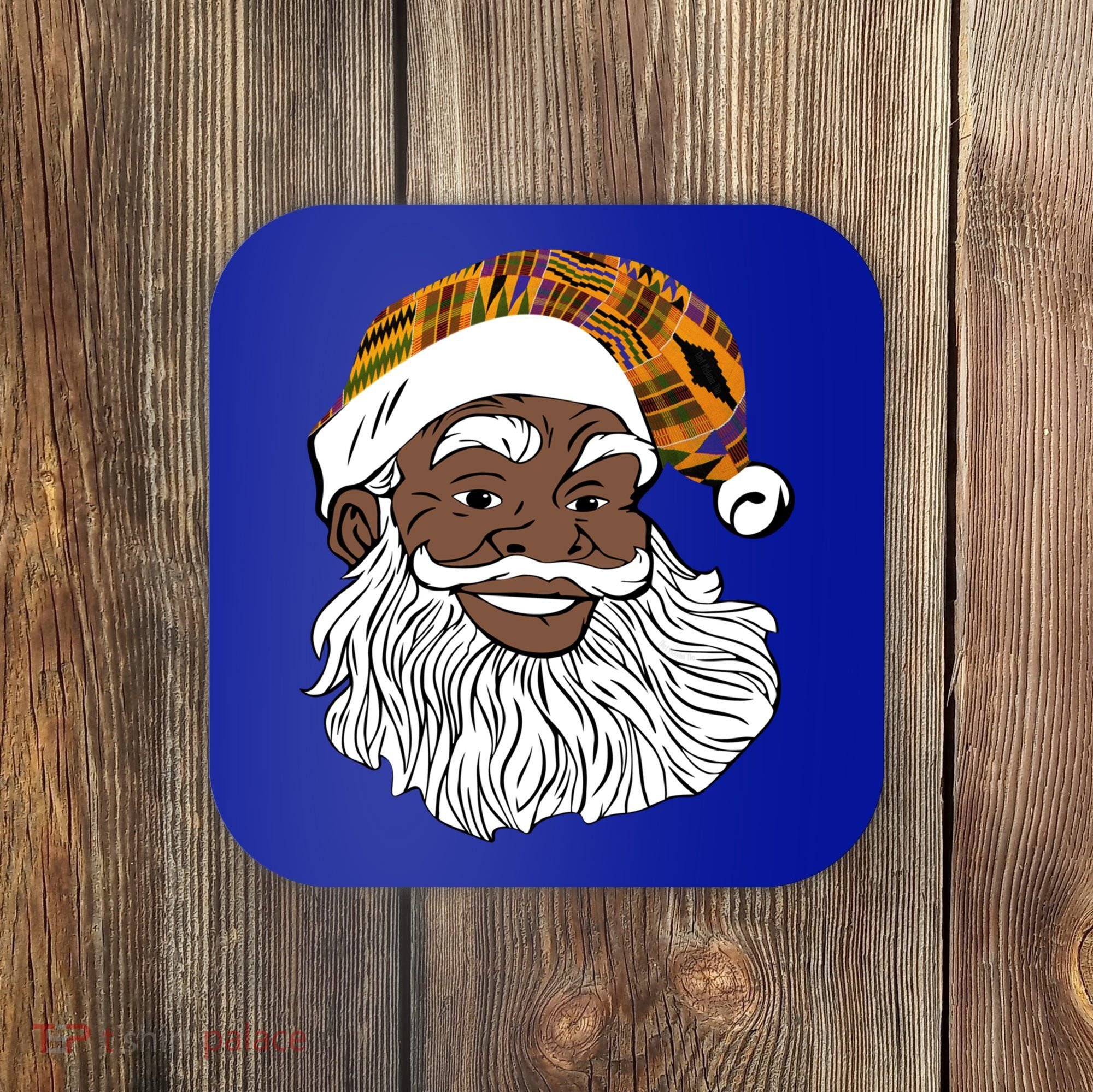 Black Jolly Santa African American Santa Kente Gift Coaster