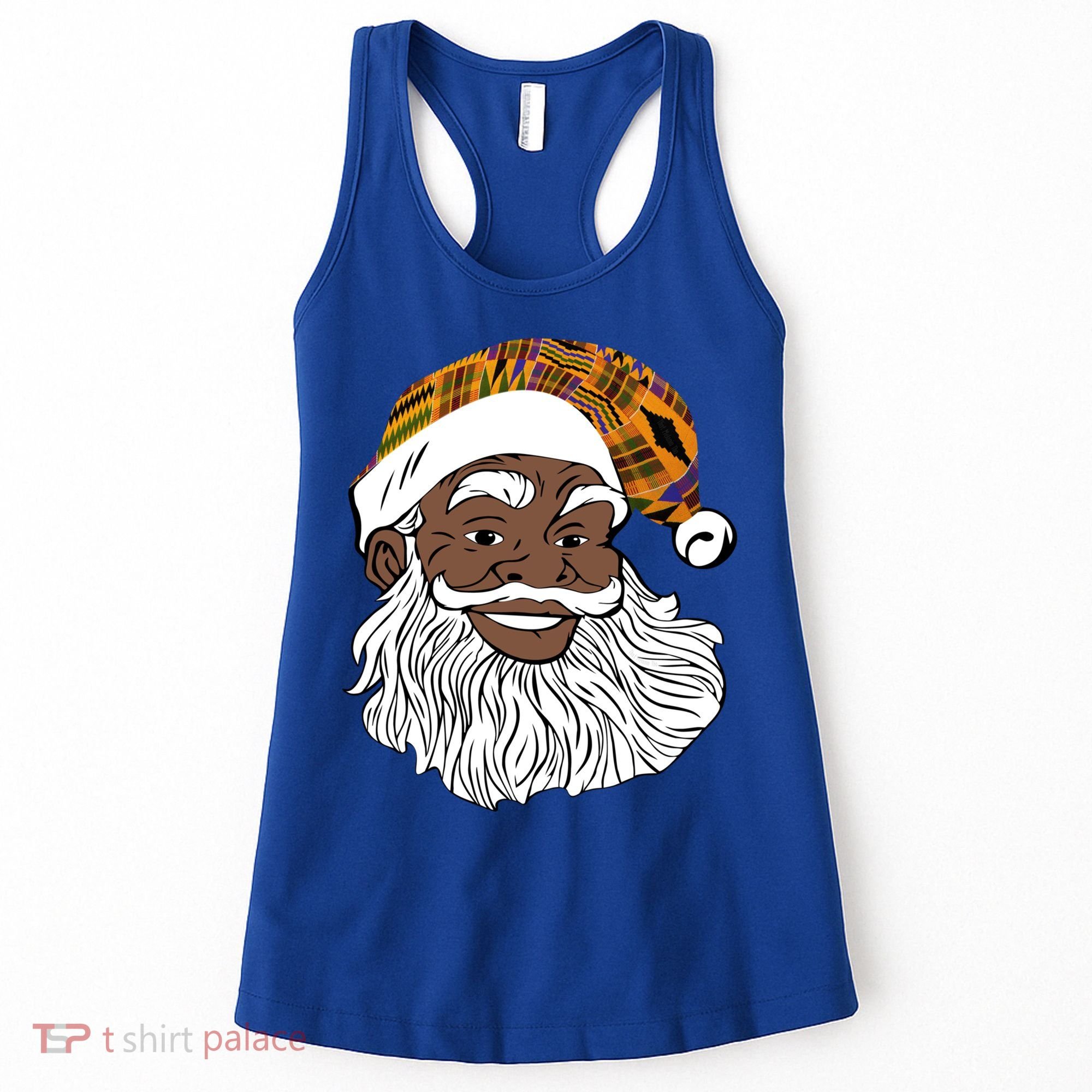 Black Jolly Santa African American Santa Kente Gift Women's Tank Top