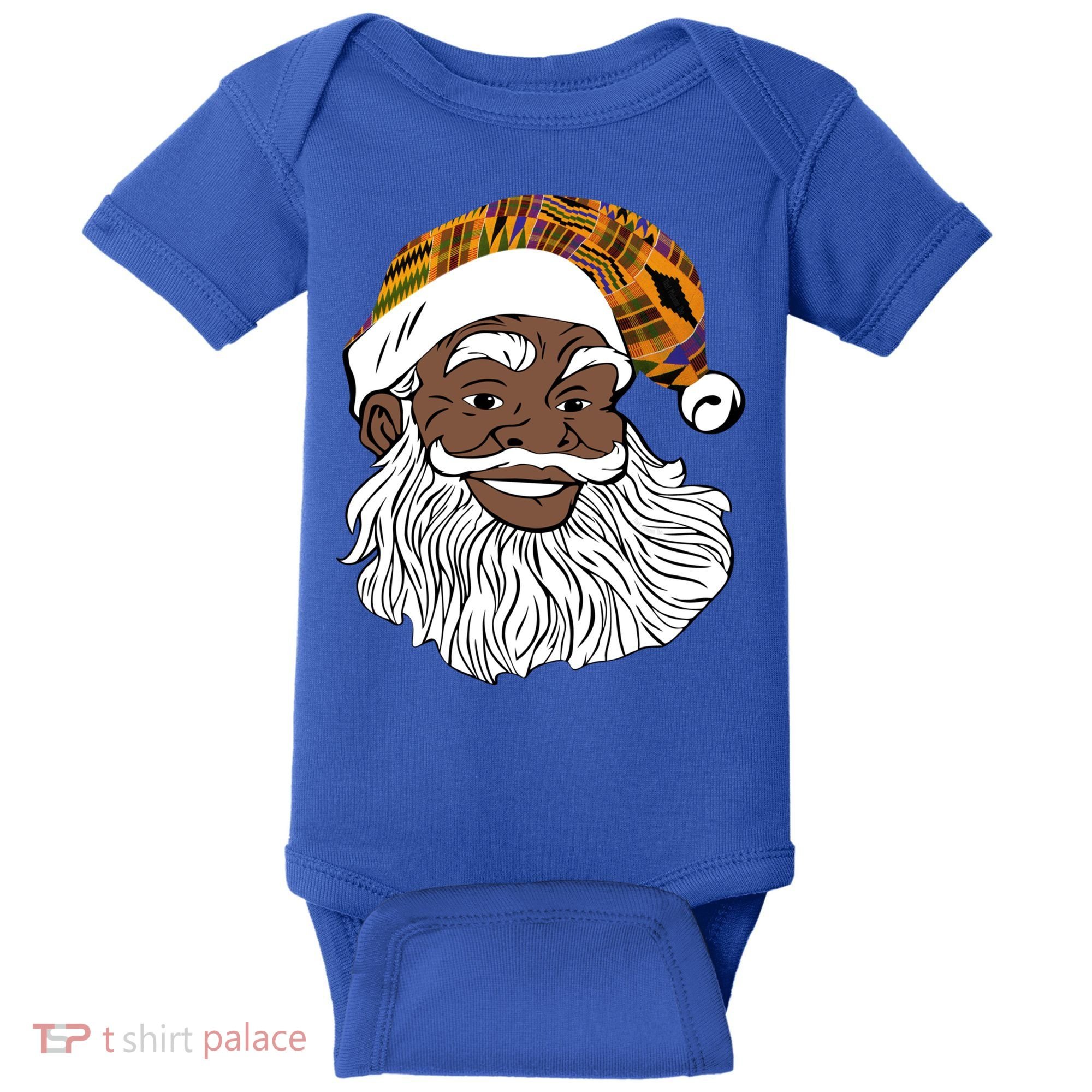 Black Jolly Santa African American Santa Kente Gift Baby Bodysuit