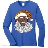 Black Jolly Santa African American Santa Kente Gift Women's Long Sleeve Shirt thumb 0