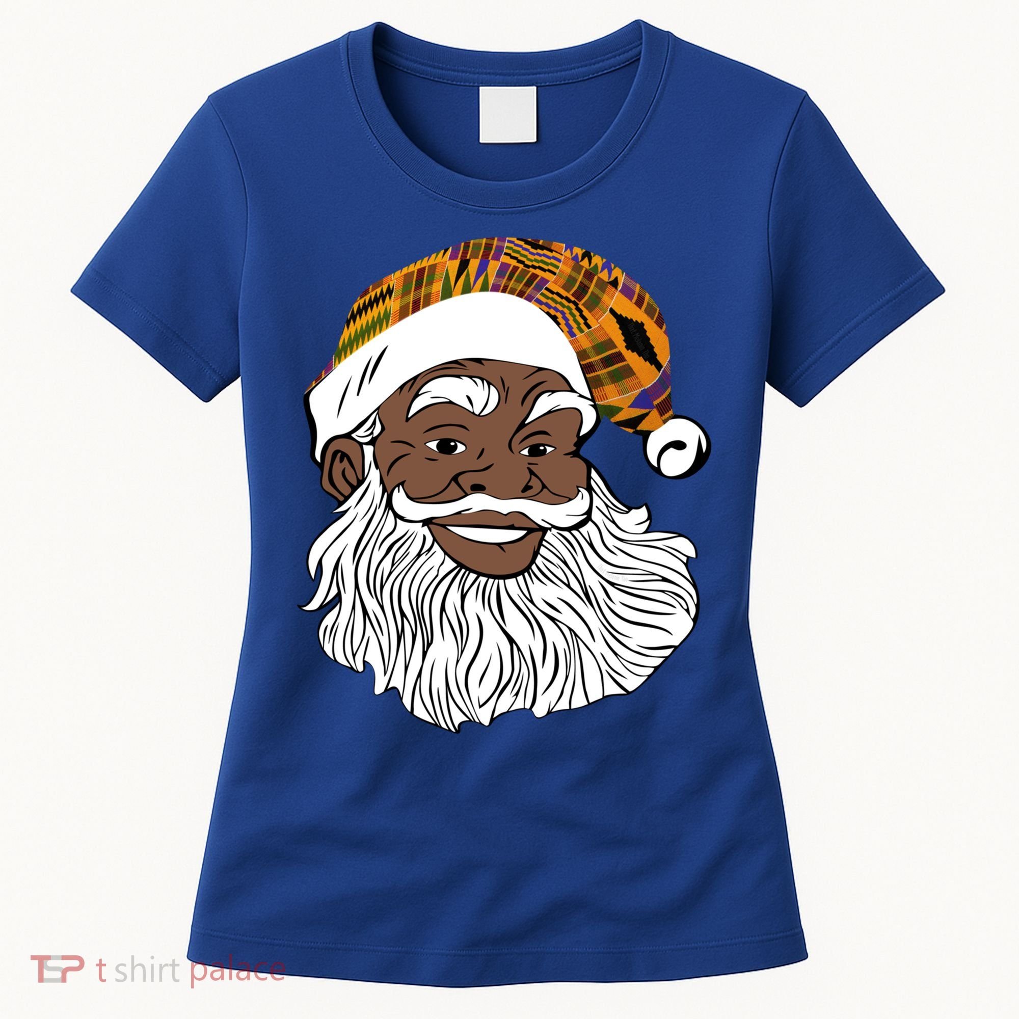 Black Jolly Santa African American Santa Kente Gift Women's T-Shirt
