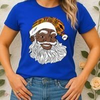 Black Jolly Santa African American Santa Kente Gift Women's T-Shirt thumb 2
