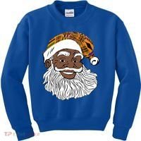 Black Jolly Santa African American Santa Kente Gift Kids Sweatshirt thumb 0