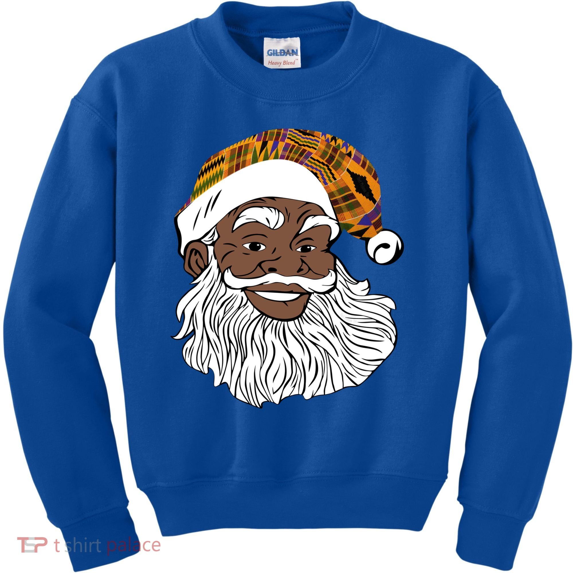 Black Jolly Santa African American Santa Kente Gift Kids Sweatshirt