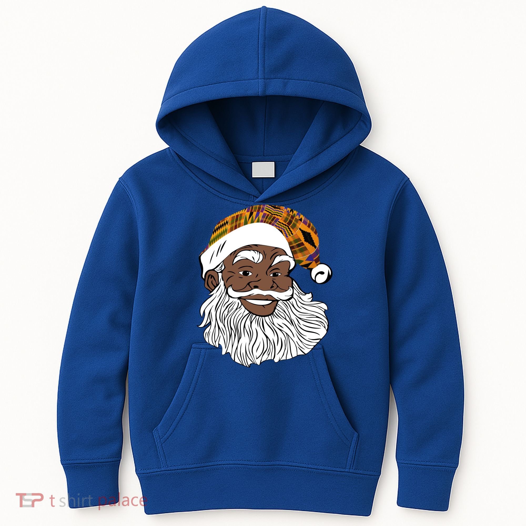 Black Jolly Santa African American Santa Kente Gift Kids Hoodie