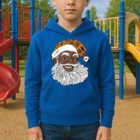 Black Jolly Santa African American Santa Kente Gift Kids Hoodie thumb 2