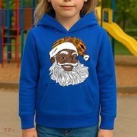 Black Jolly Santa African American Santa Kente Gift Kids Hoodie thumb 3