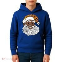 Black Jolly Santa African American Santa Kente Gift Kids Hoodie thumb 4