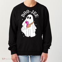 Boo Jee Spooky Season Cute Ghost Halloween Costume Boujee Women's Sweatshirt thumb 0