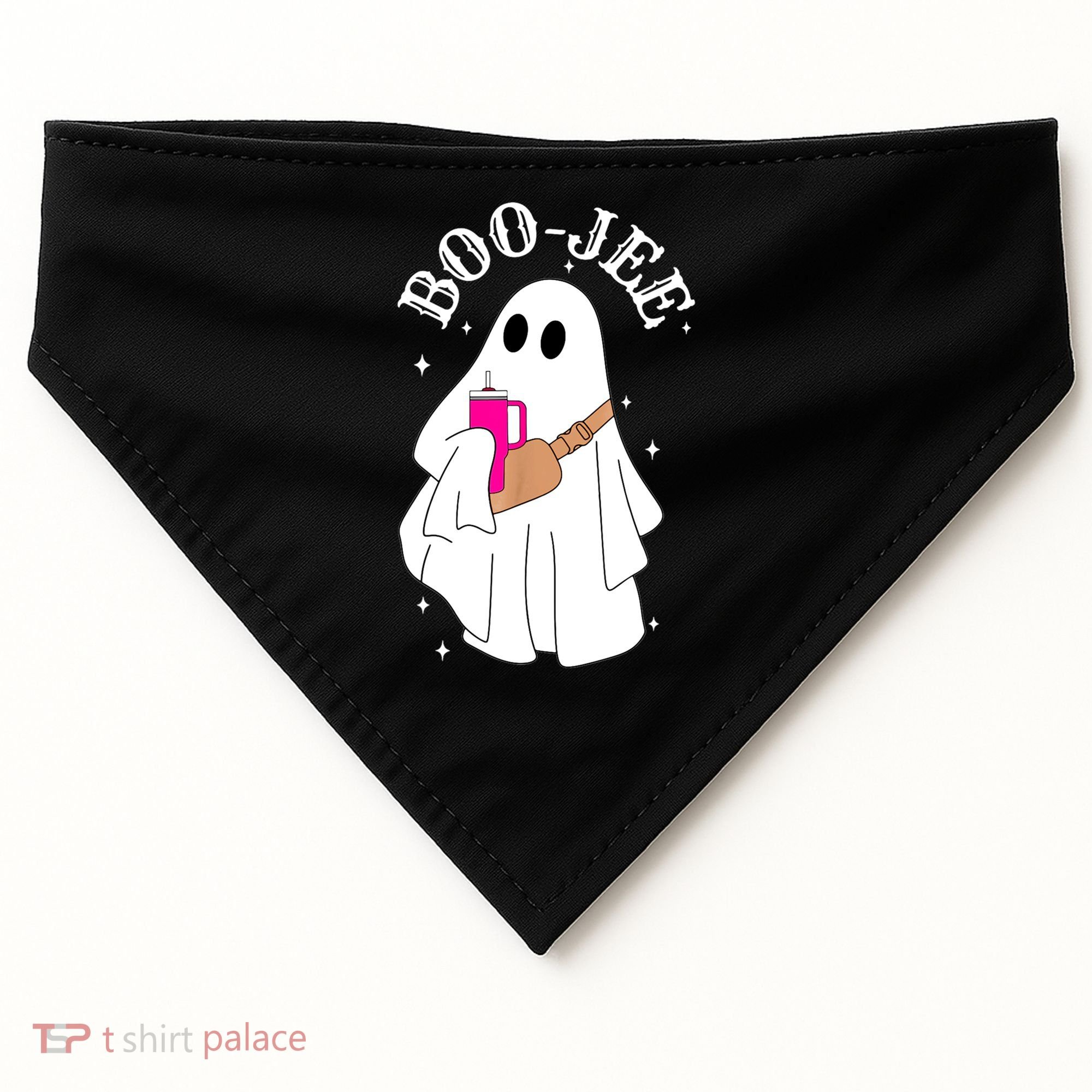 Boo Jee Spooky Season Cute Ghost Halloween Costume Boujee USA-Made Doggie Bandana