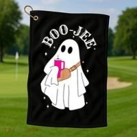 Boo Jee Spooky Season Cute Ghost Halloween Costume Boujee Golf Towel thumb 1