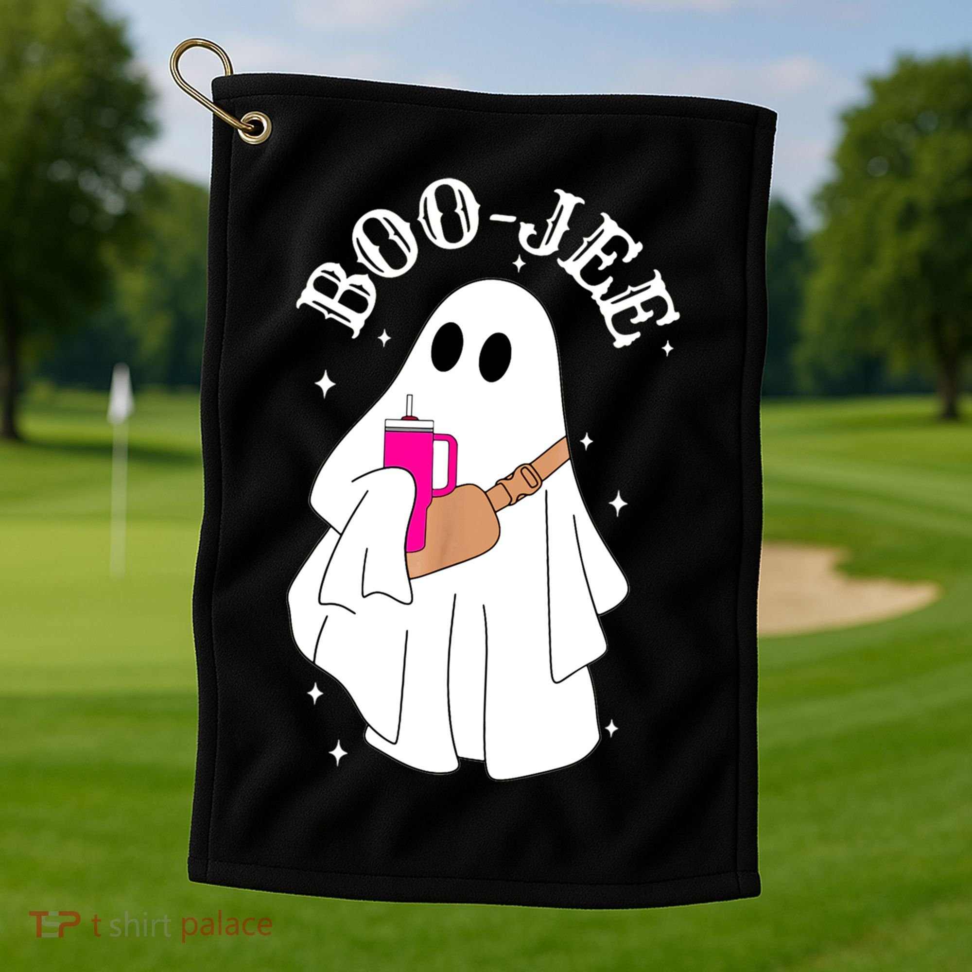 Boo Jee Spooky Season Cute Ghost Halloween Costume Boujee Golf Towel