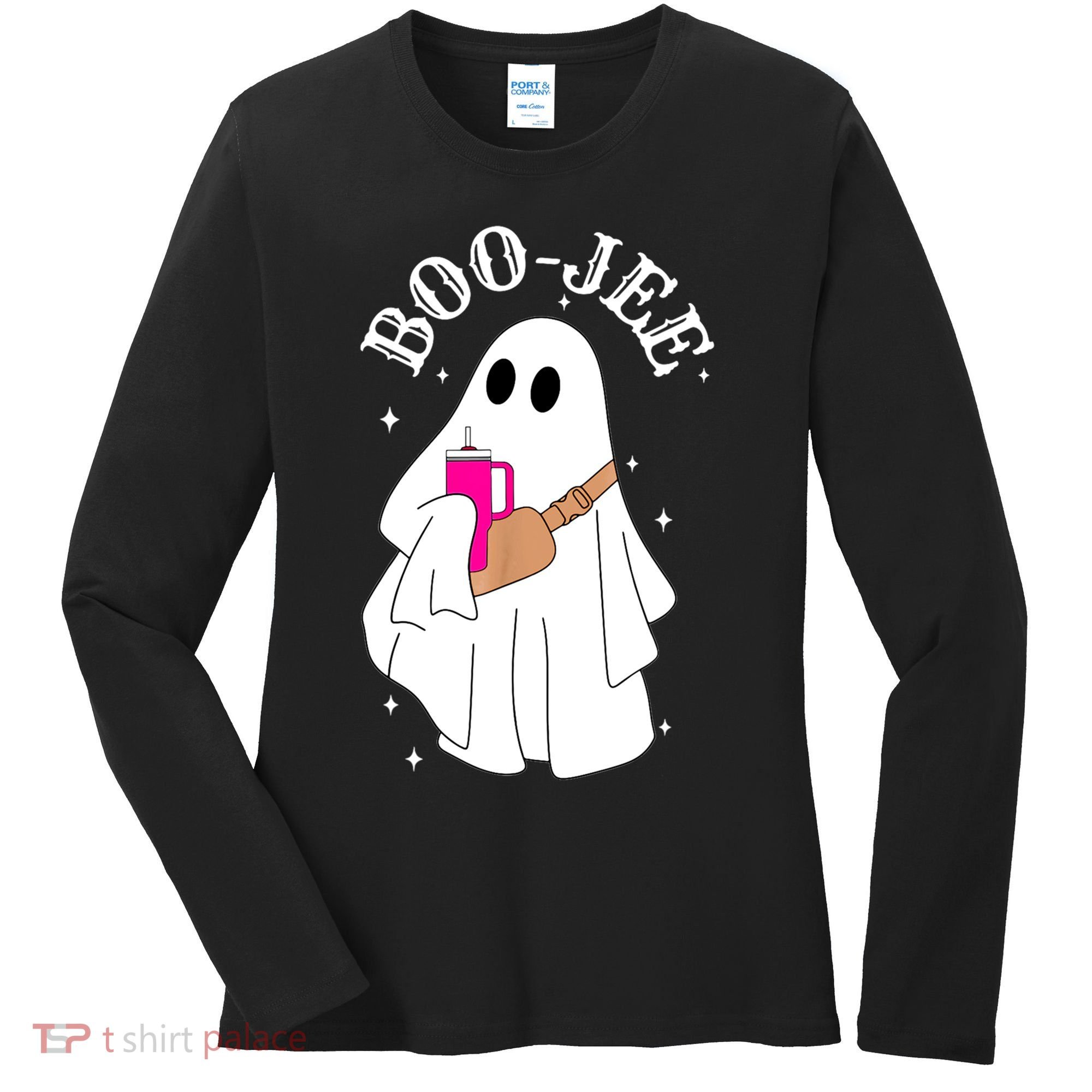 Boo Jee Spooky Season Cute Ghost Halloween Costume Boujee Women's Long Sleeve Shirt