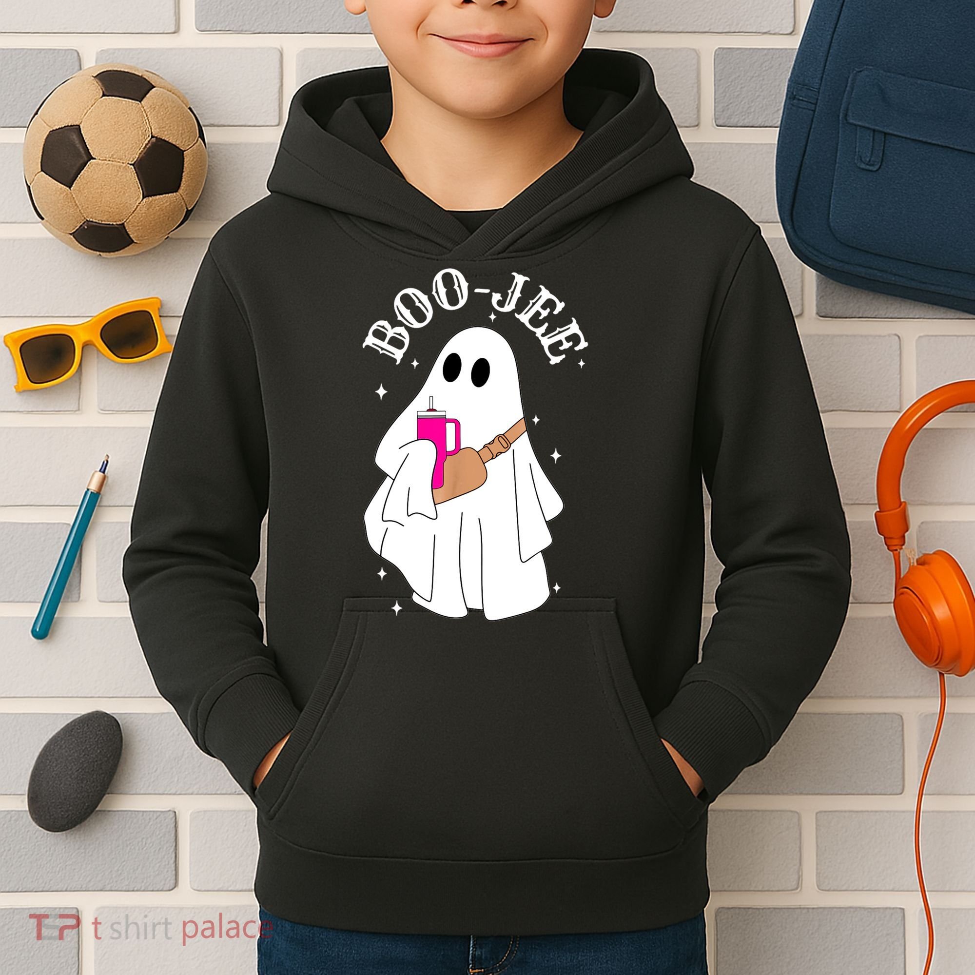 Boo Jee Spooky Season Cute Ghost Halloween Costume Boujee Kids Hoodie
