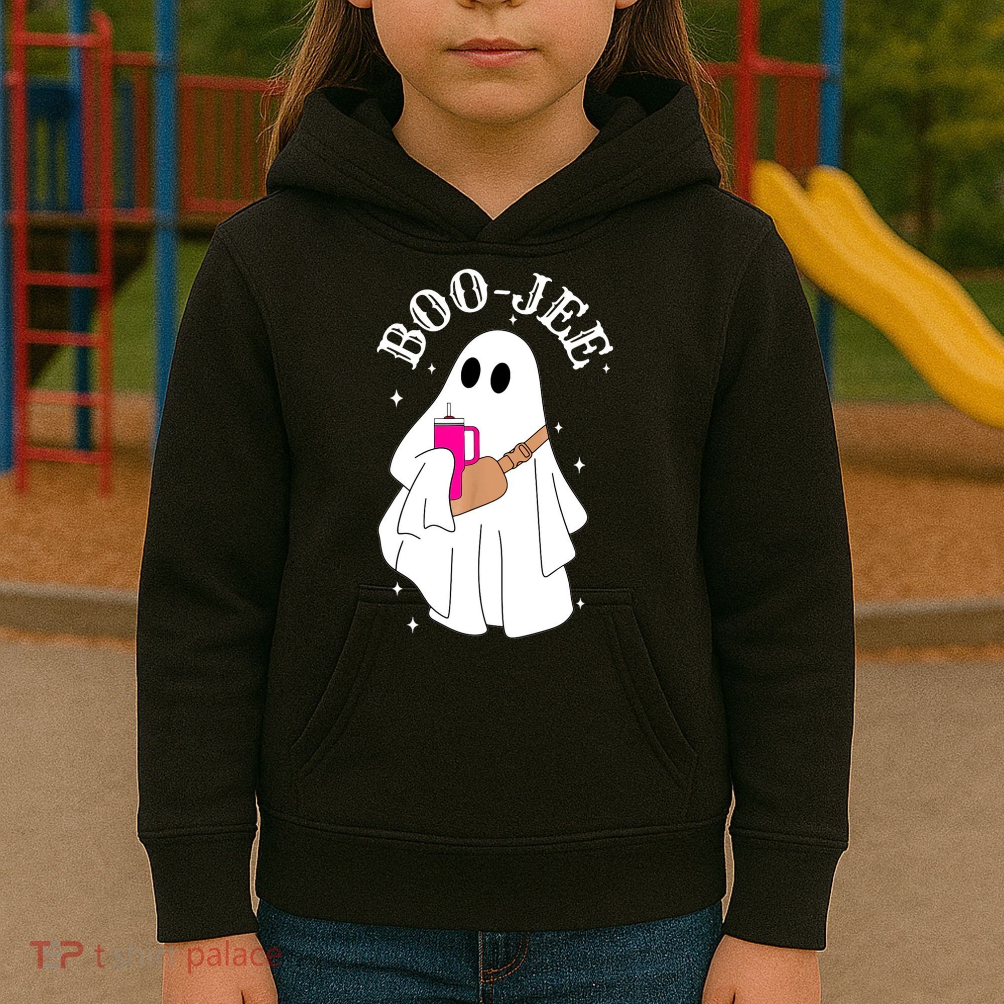 Boo Jee Spooky Season Cute Ghost Halloween Costume Boujee Kids Hoodie
