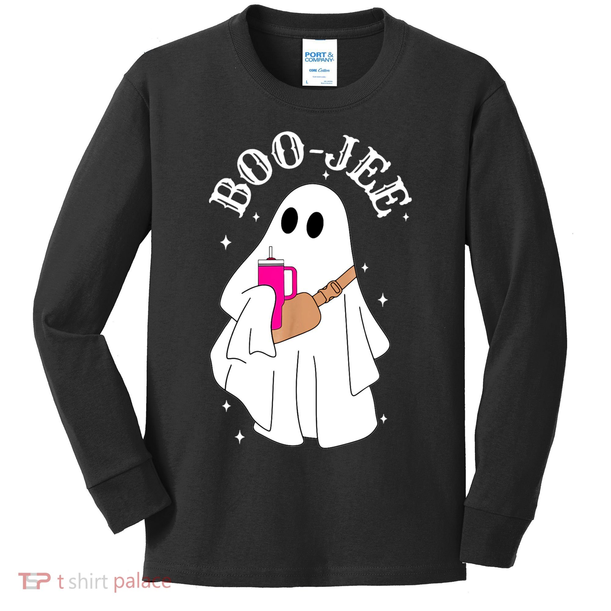 Boo Jee Spooky Season Cute Ghost Halloween Costume Boujee Kids Long Sleeve Shirt