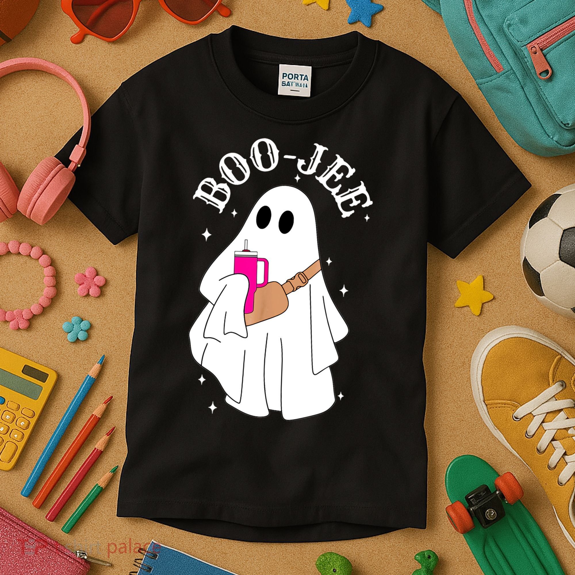 Boo Jee Spooky Season Cute Ghost Halloween Costume Boujee Kids T-Shirt
