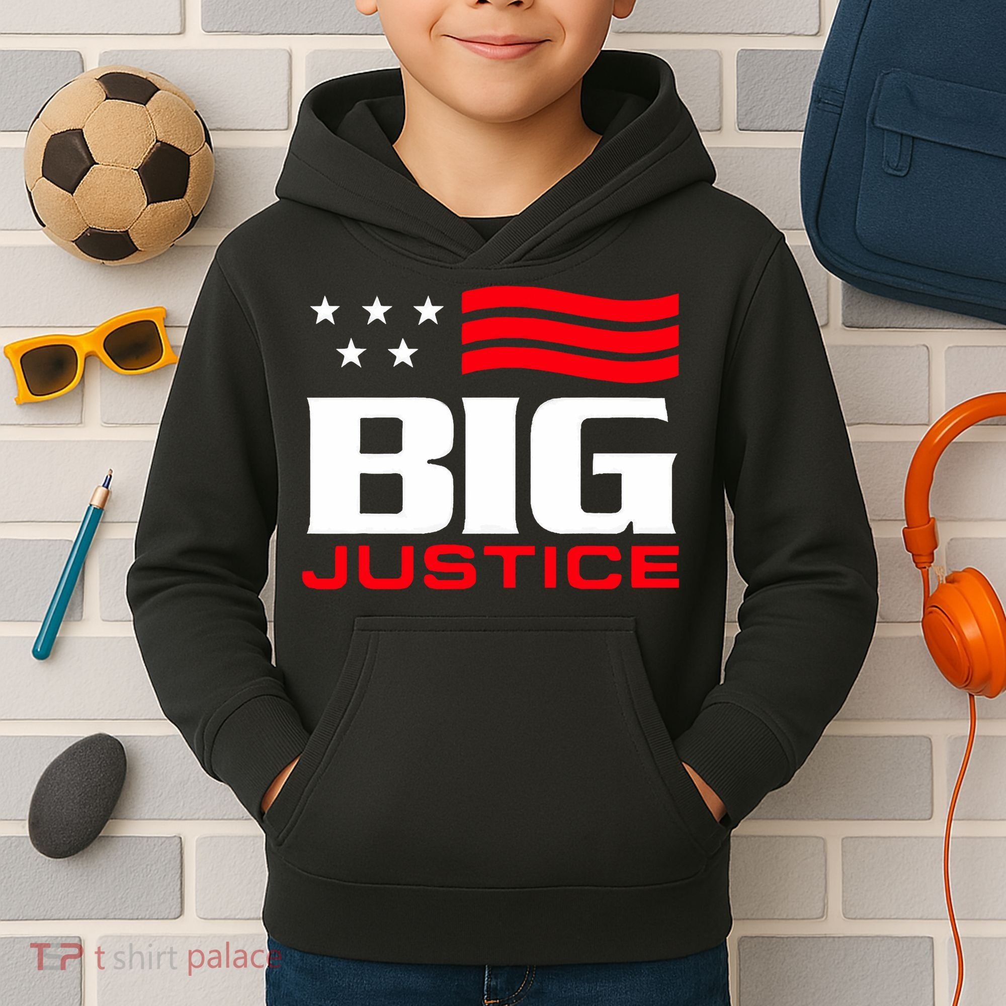 Big Justice Sarcastic Saying Flag Kids Hoodie