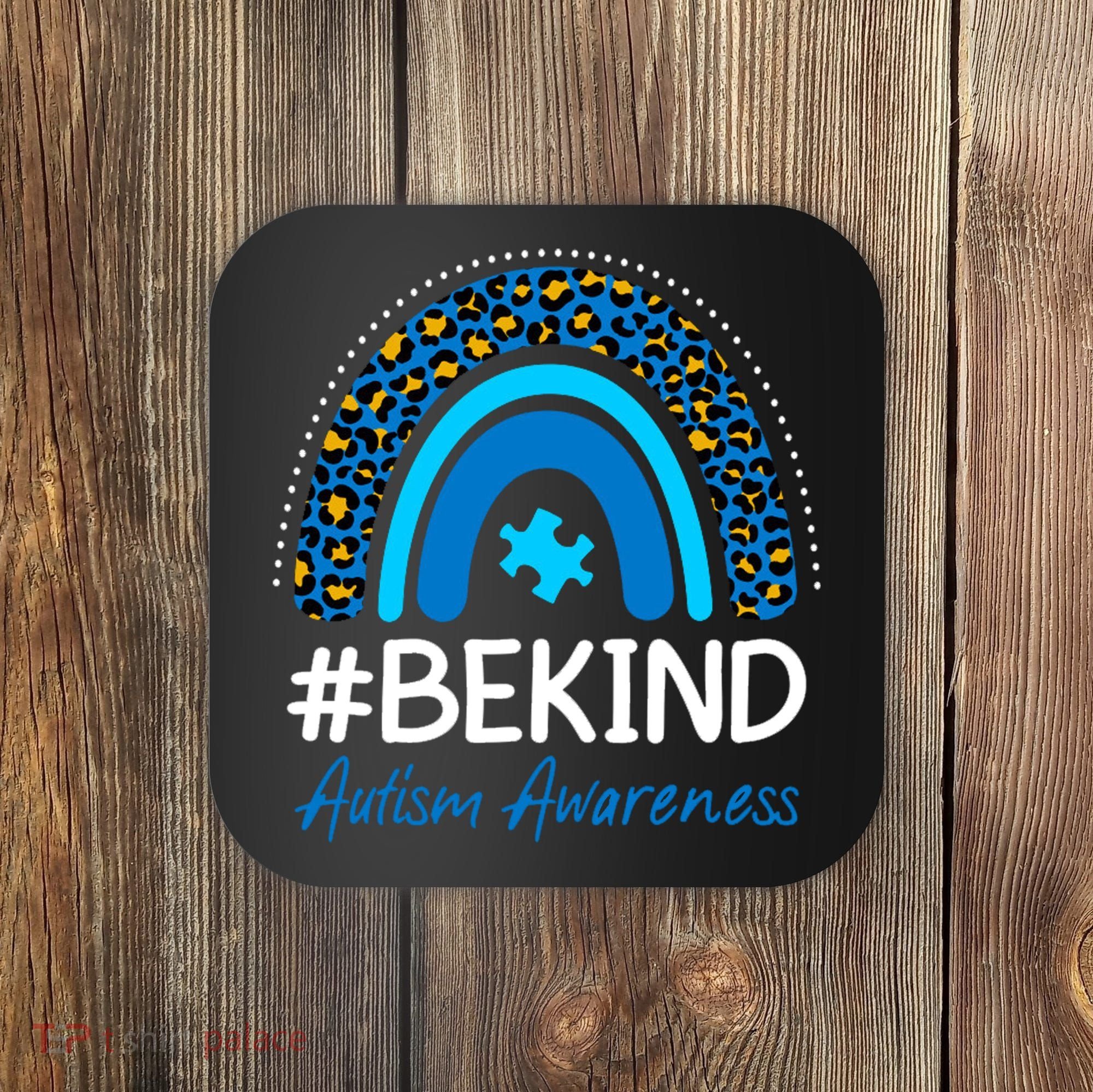 Be Kind Autism Awareness Puzzle Rainbow Coaster