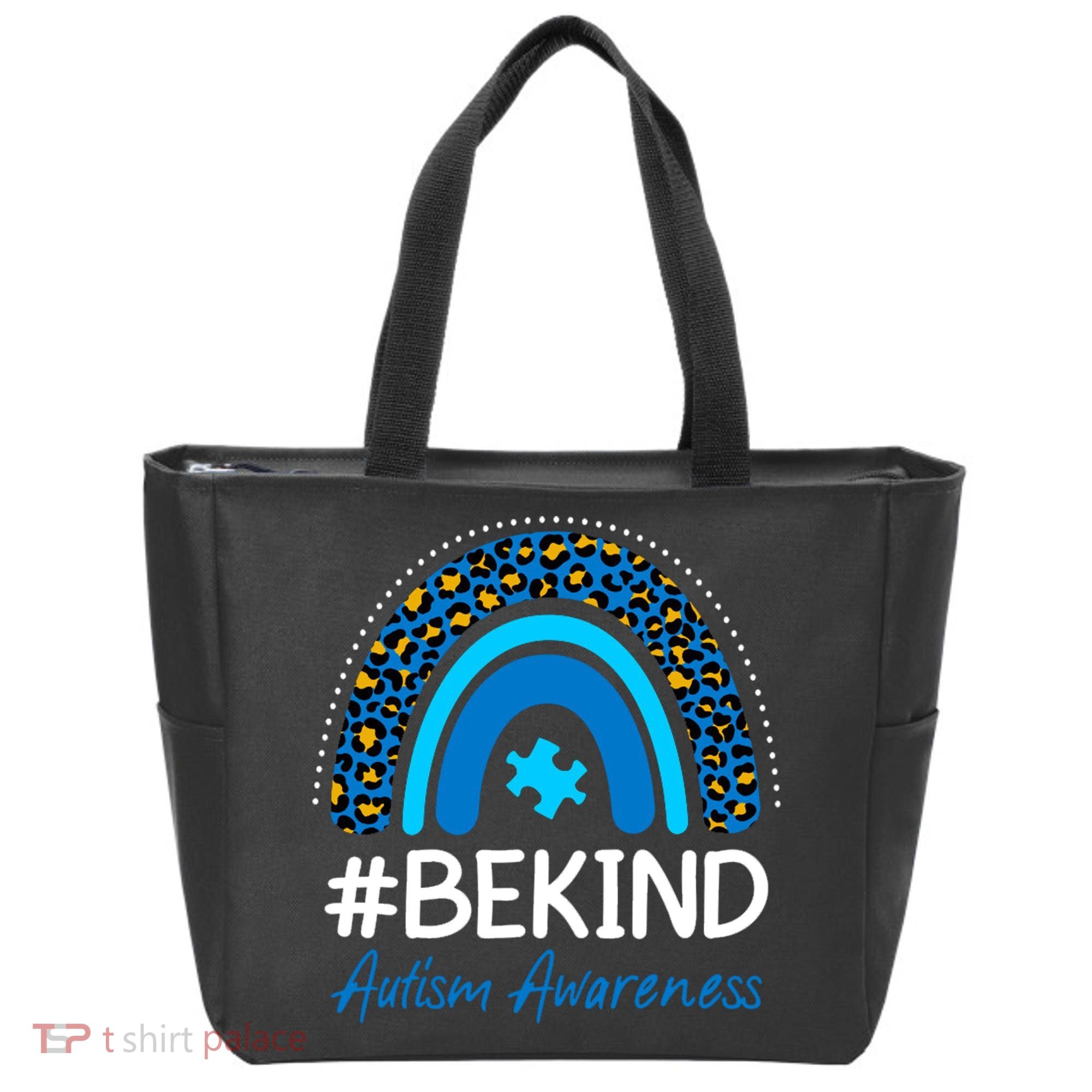Be Kind Autism Awareness Puzzle Rainbow Tote Bag