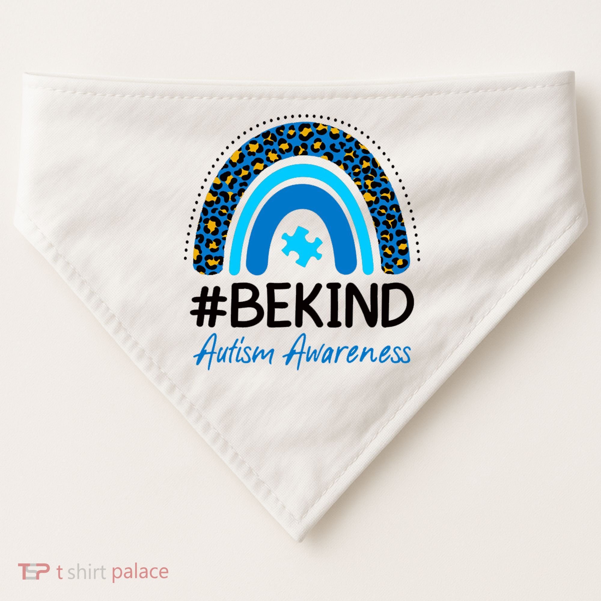 Be Kind Autism Awareness Puzzle Rainbow USA-Made Doggie Bandana