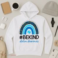 Be Kind Autism Awareness Puzzle Rainbow Hoodie thumb 3
