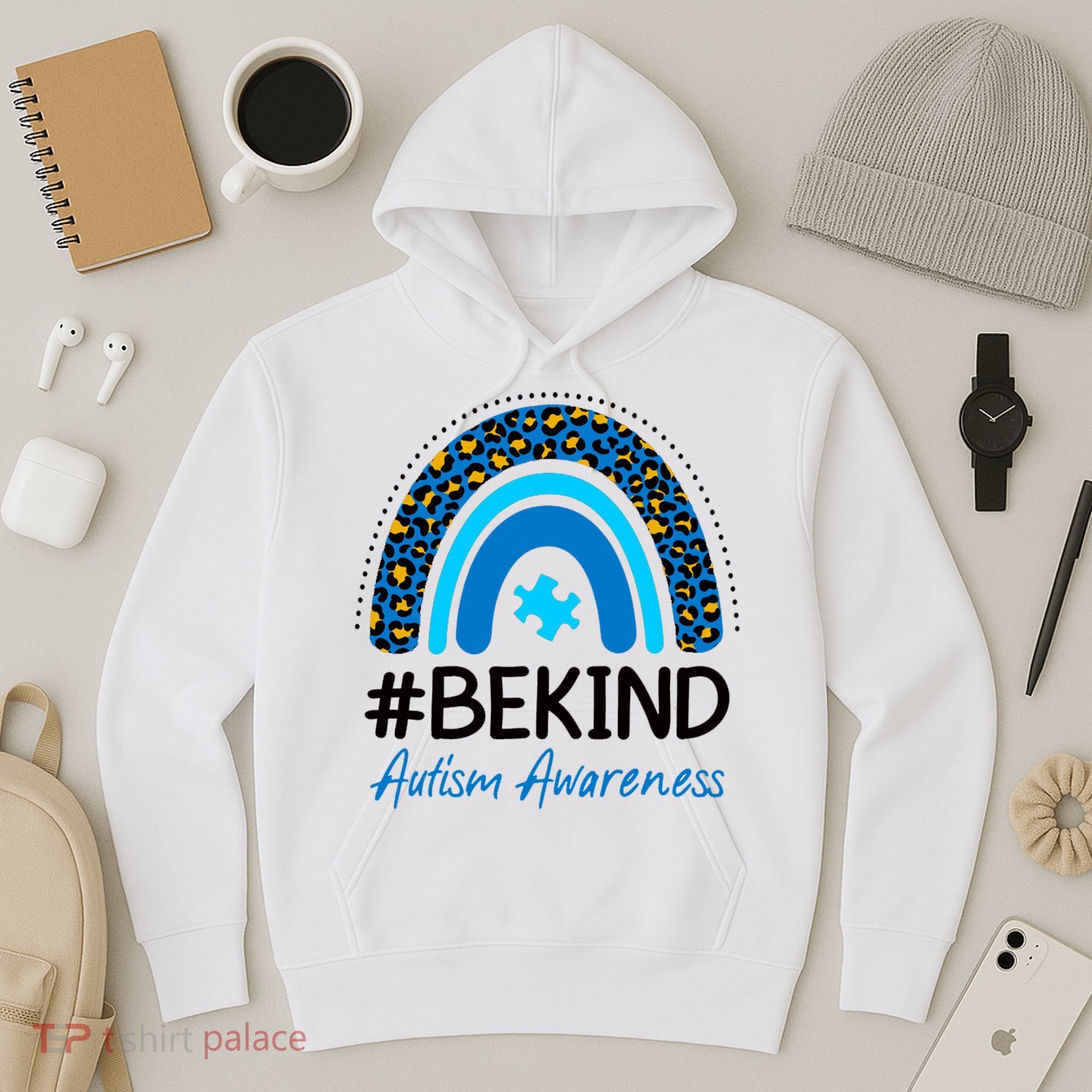 Be Kind Autism Awareness Puzzle Rainbow Hoodie
