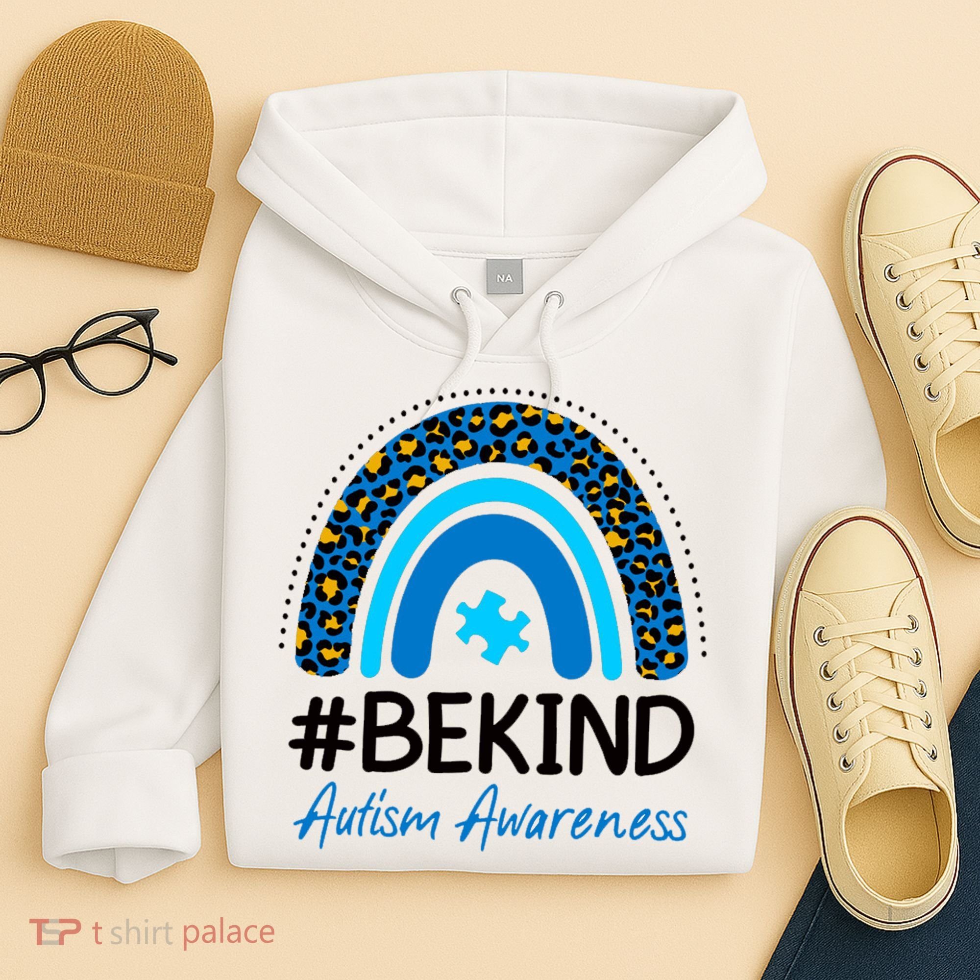 Be Kind Autism Awareness Puzzle Rainbow Hoodie