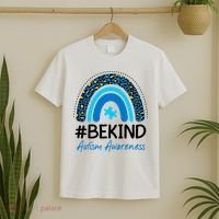 Be Kind Autism Awareness Puzzle Rainbow T-Shirt thumb 2