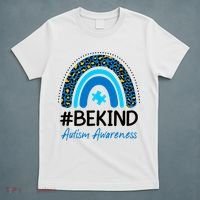 Be Kind Autism Awareness Puzzle Rainbow T-Shirt thumb 5