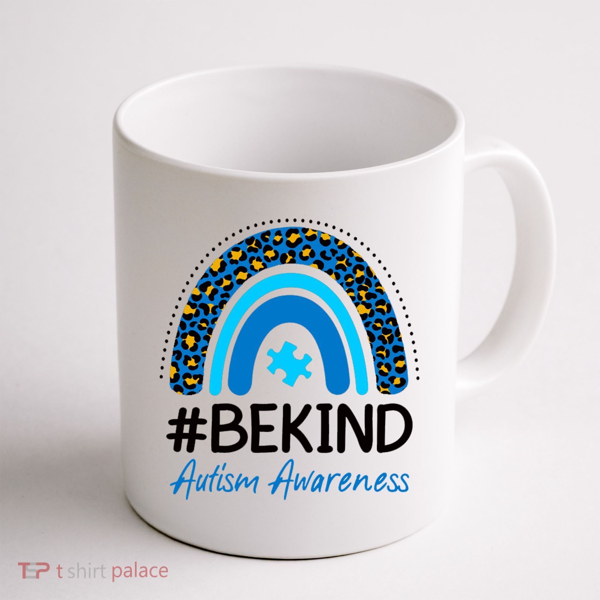 Be Kind Autism Awareness Puzzle Rainbow Coffee Mug