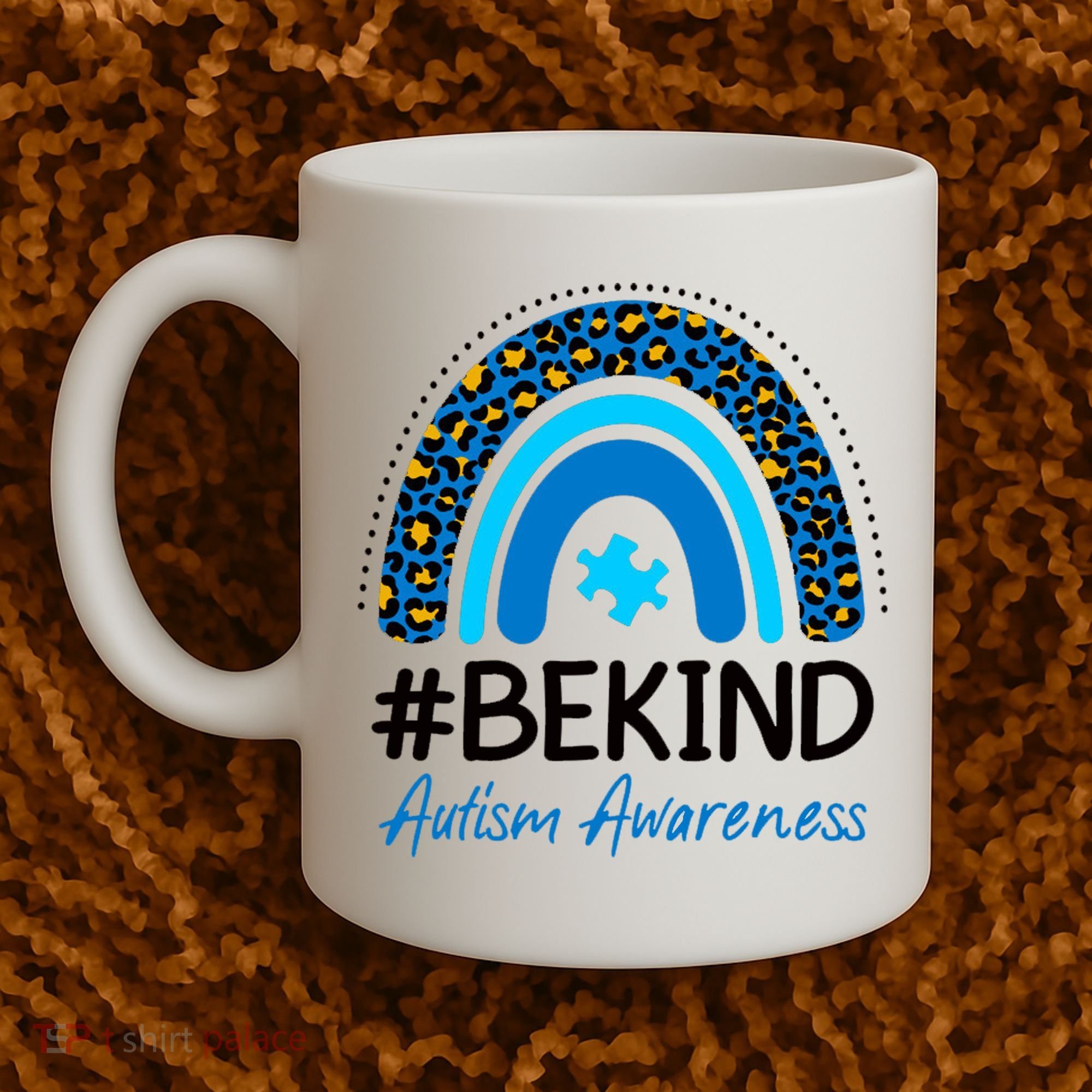 Be Kind Autism Awareness Puzzle Rainbow Coffee Mug