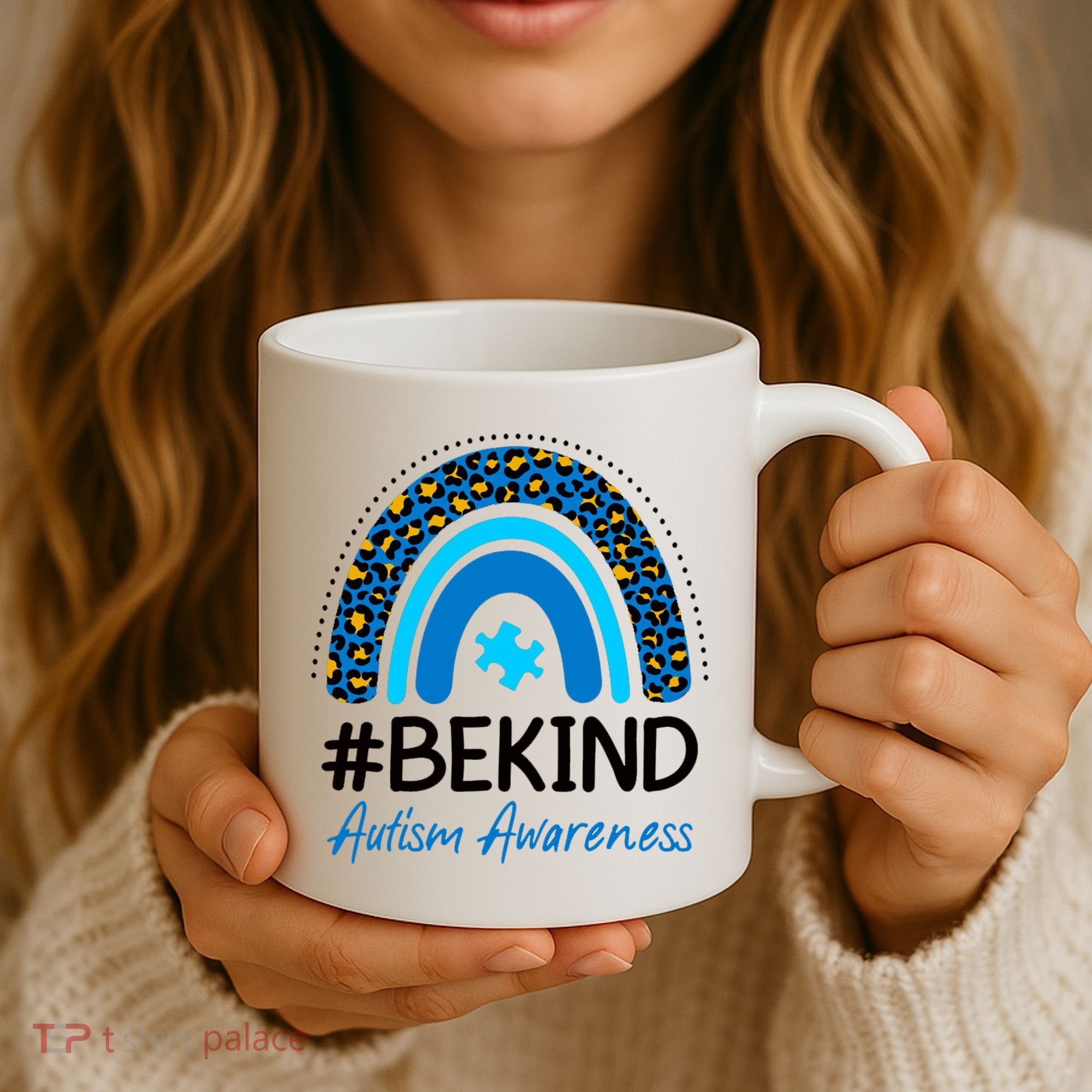 Be Kind Autism Awareness Puzzle Rainbow Coffee Mug