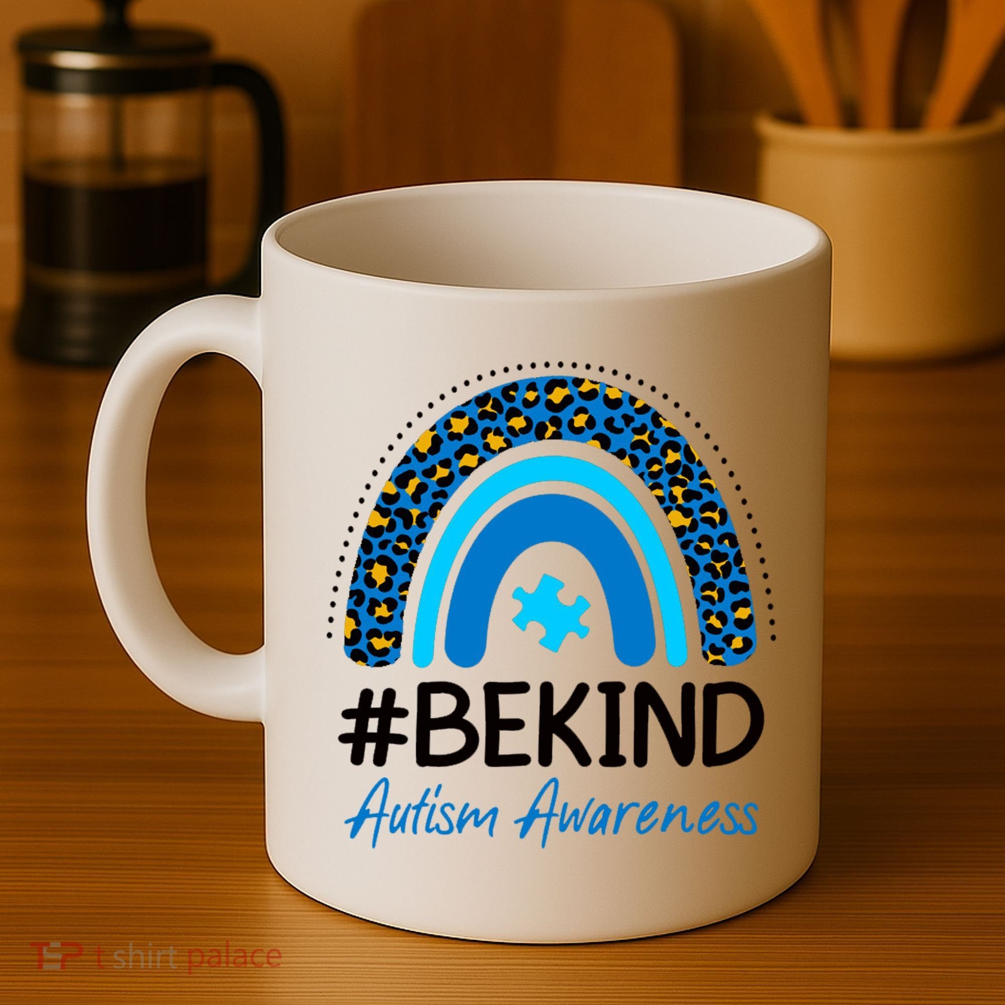 Be Kind Autism Awareness Puzzle Rainbow Coffee Mug