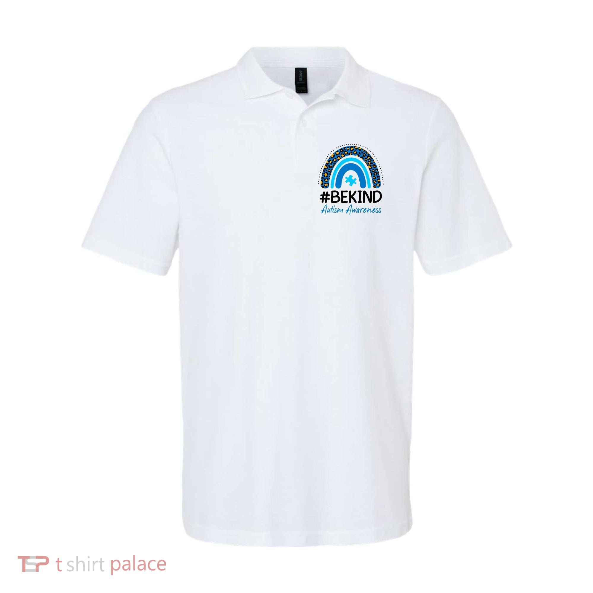 Be Kind Autism Awareness Puzzle Rainbow Polo