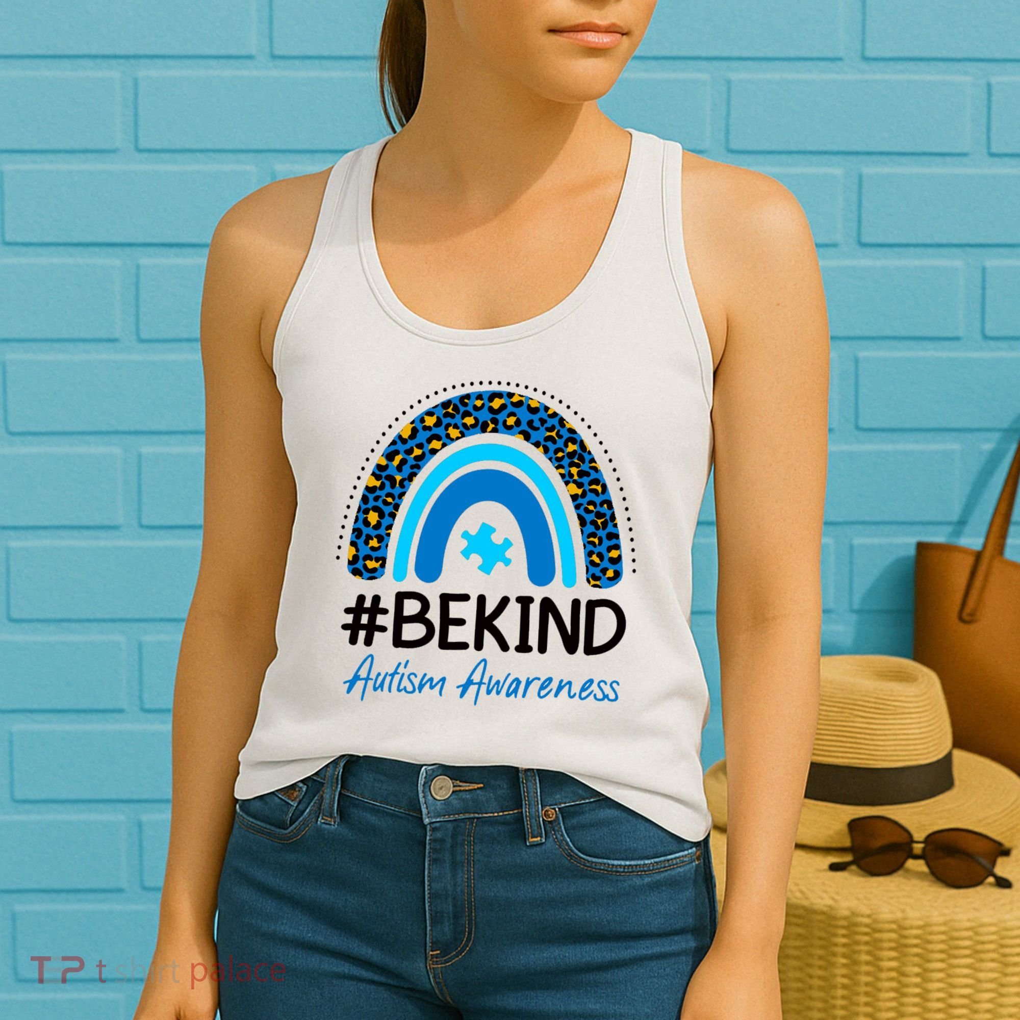Be Kind Autism Awareness Puzzle Rainbow Women's Tank Top