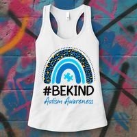 Be Kind Autism Awareness Puzzle Rainbow Women's Tank Top thumb 3