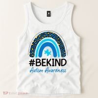 Be Kind Autism Awareness Puzzle Rainbow Tank Top thumb 2