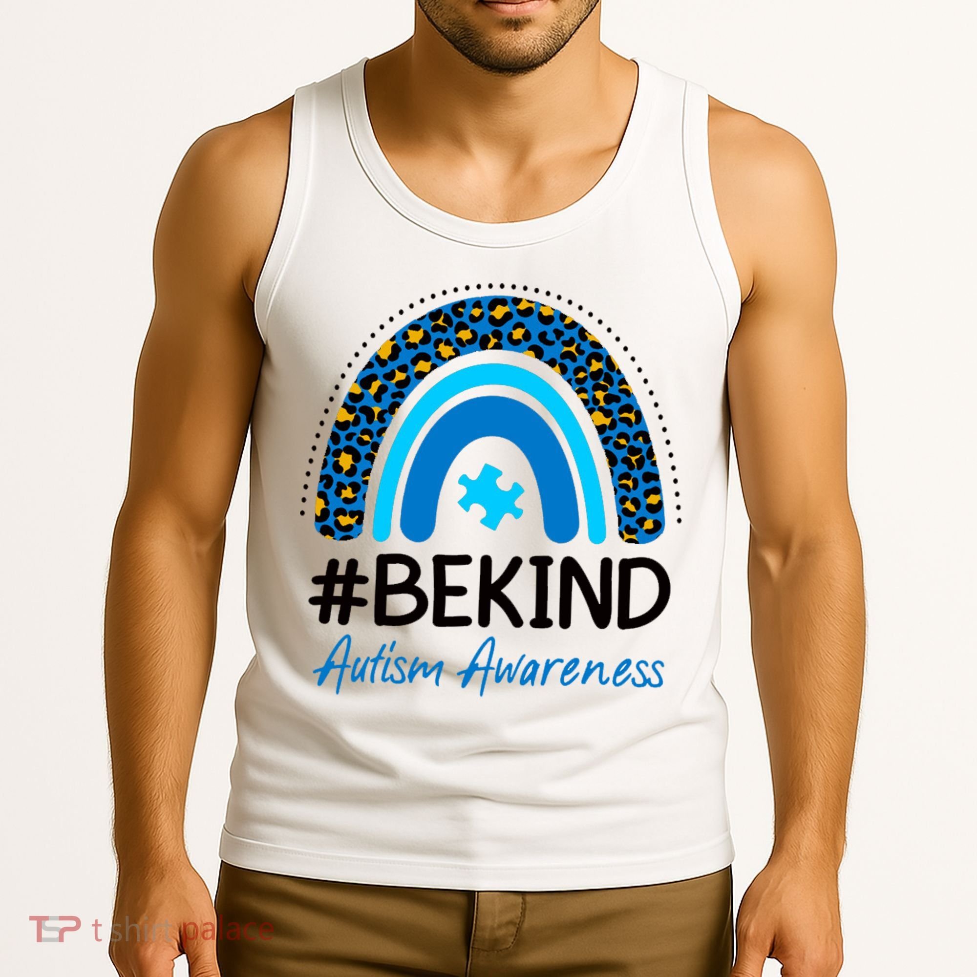 Be Kind Autism Awareness Puzzle Rainbow Tank Top