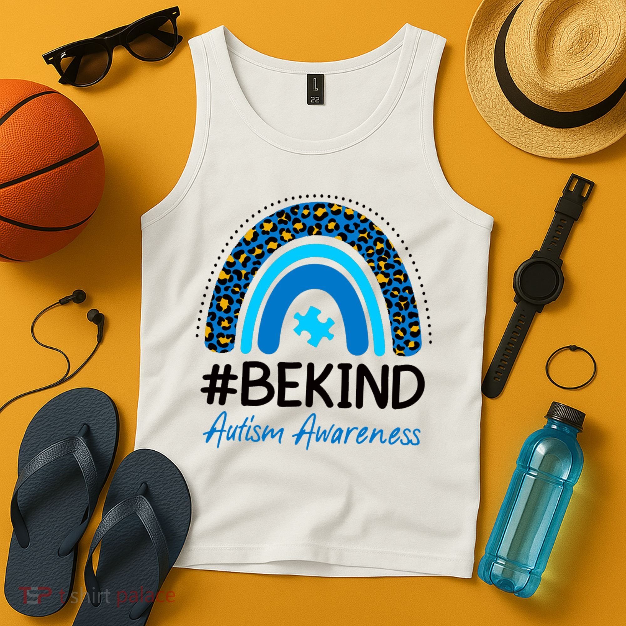 Be Kind Autism Awareness Puzzle Rainbow Tank Top