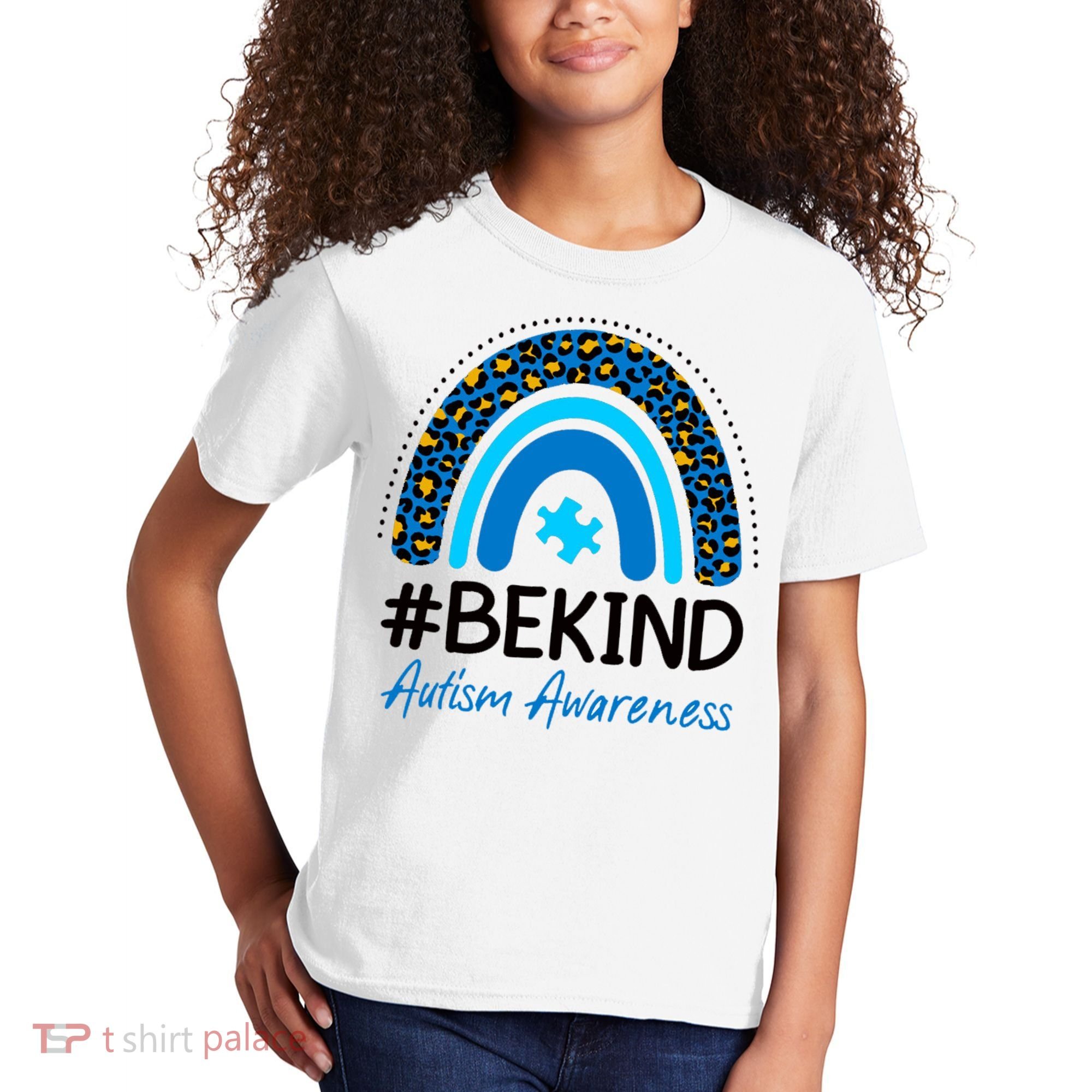 Be Kind Autism Awareness Puzzle Rainbow Kids T-Shirt