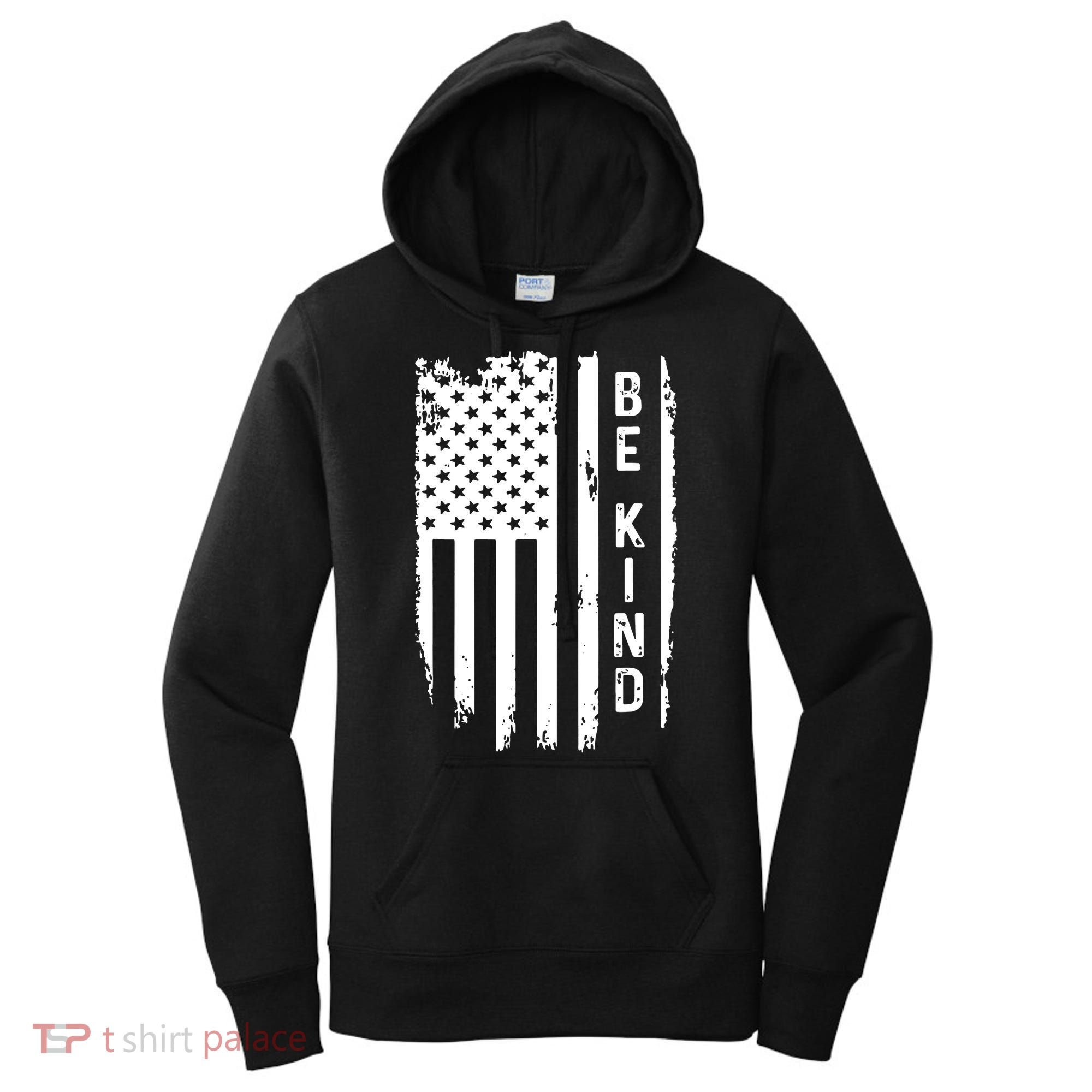 Be Kind American Flag Anti Bullying Unity Day Orange Women's Hoodie