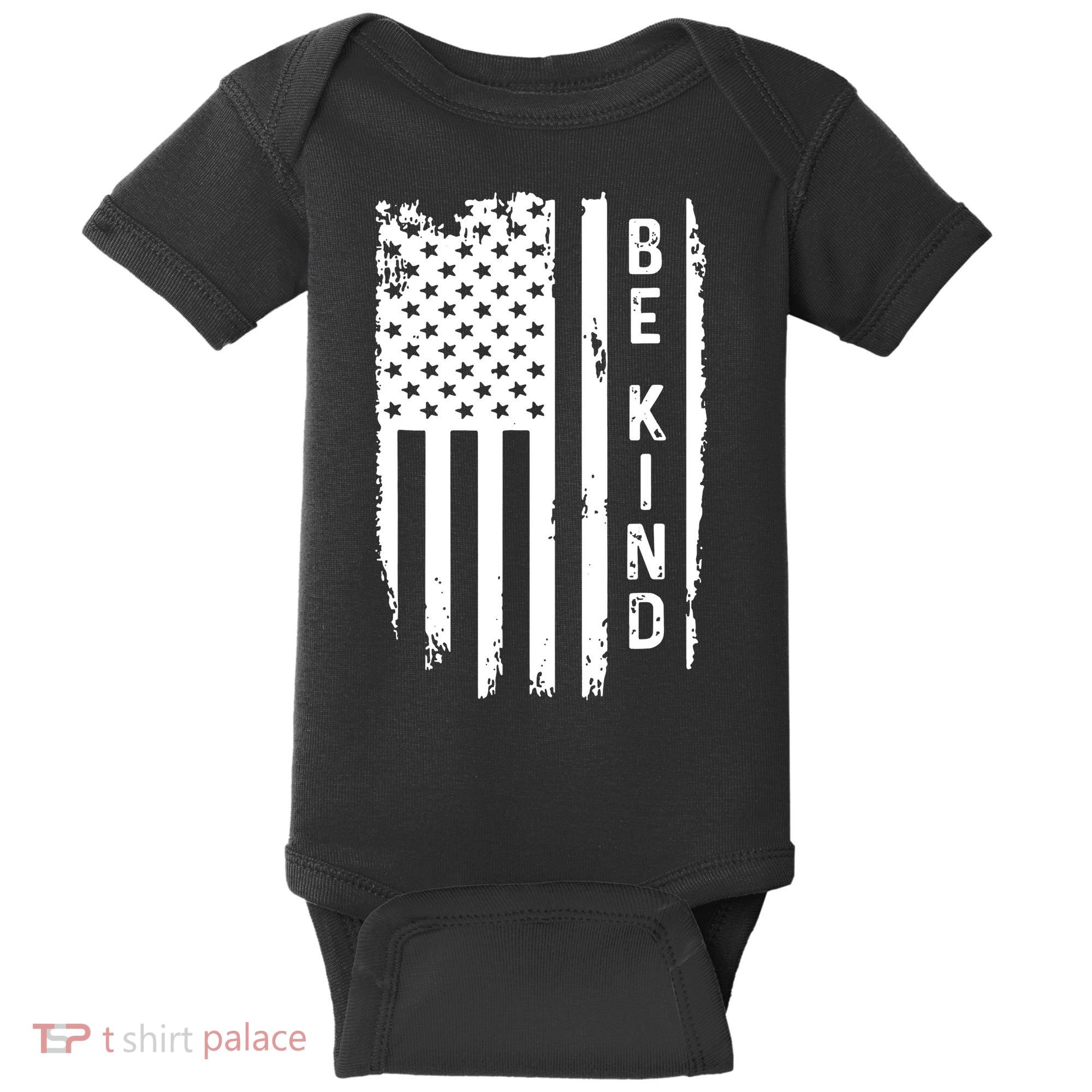 Be Kind American Flag Anti Bullying Unity Day Orange Baby Bodysuit
