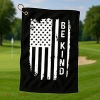 Be Kind American Flag Anti Bullying Unity Day Orange Golf Towel thumb 1