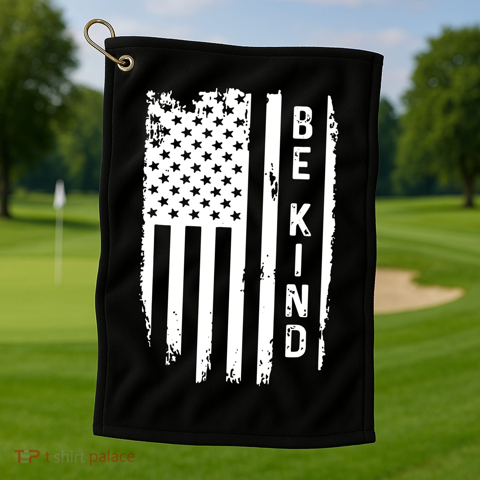 Be Kind American Flag Anti Bullying Unity Day Orange Golf Towel