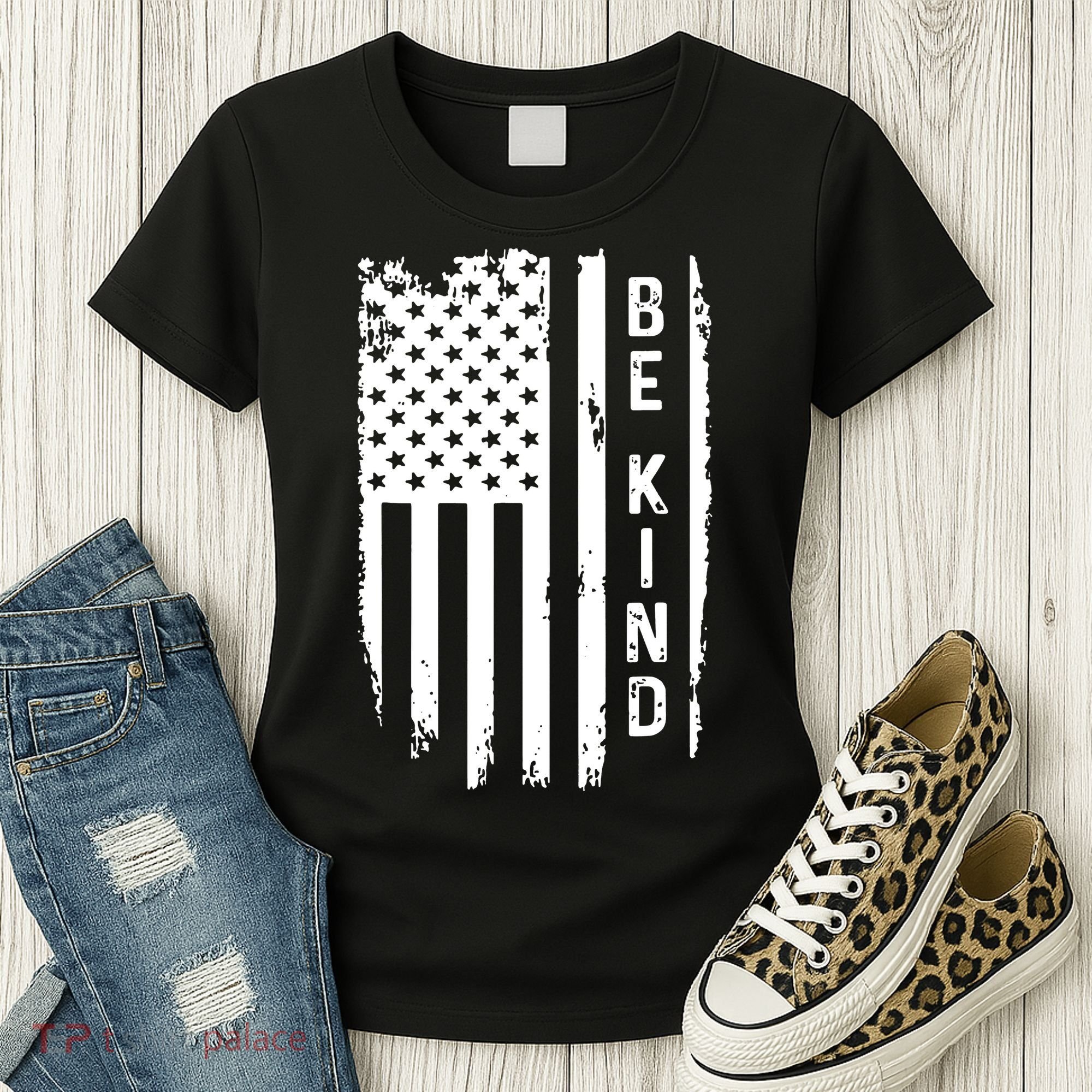 Be Kind American Flag Anti Bullying Unity Day Orange Women's T-Shirt